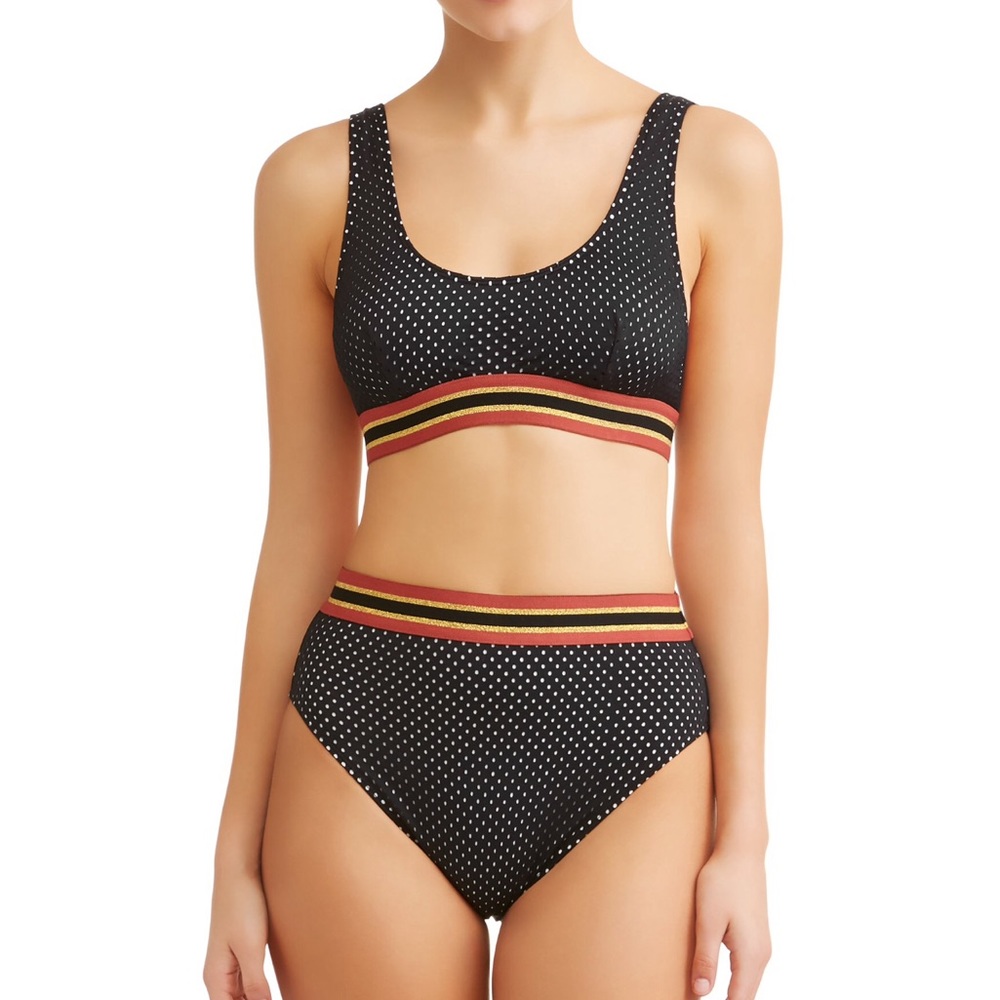 Sporty Black Mesh Cheeky High Leg & Waist Bikini